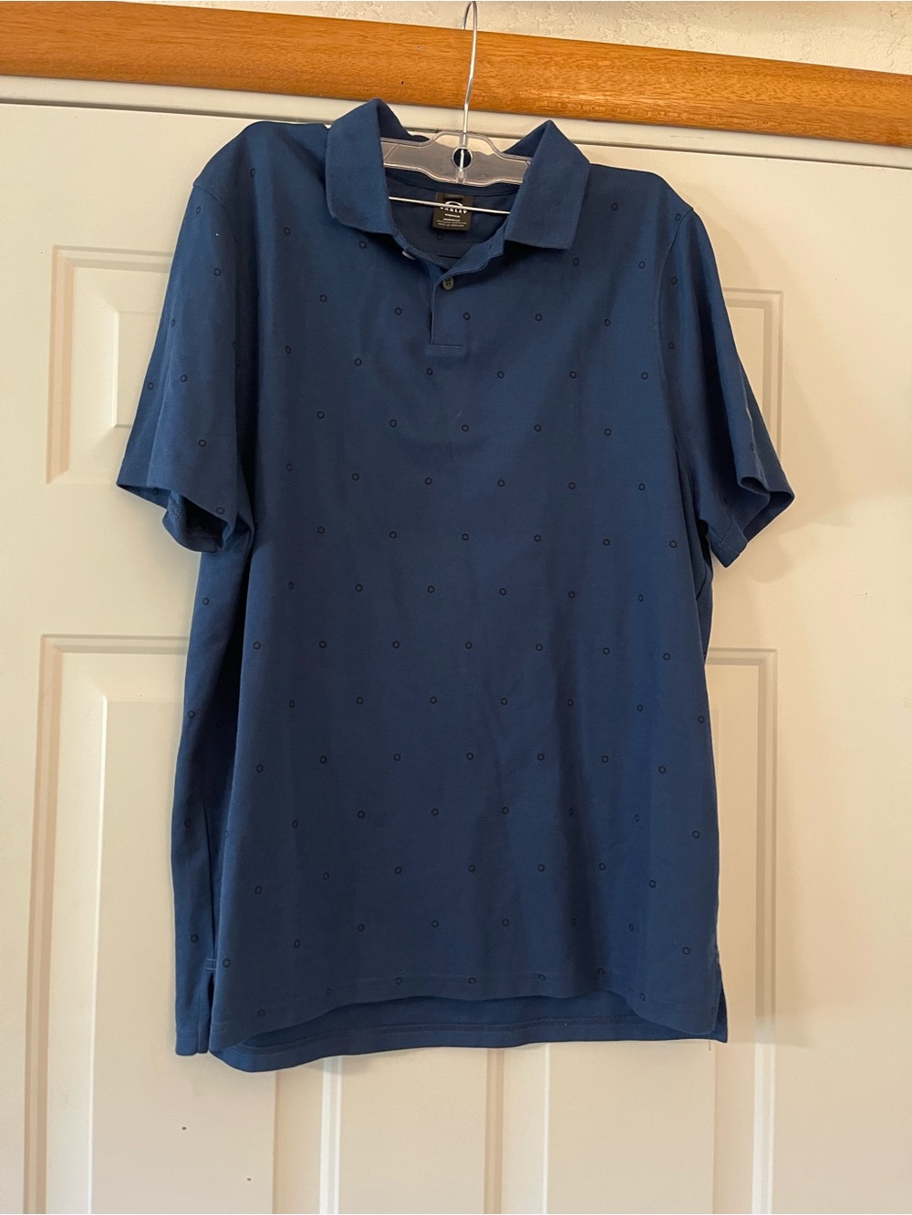 Oakley Hydrolix Men's Polo Shirt Small Blue Short Sleeve Collared Knit Geometric